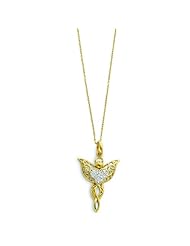 Sterling Silver Gold-plated Angel of Blessing 18in Necklace. Metal Wt- 4.65g.