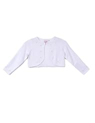 Apparel: Classy 3010 White Pearl Beaded Sweater for Girl - Size L (8-10)
