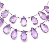 Amethyst Flat Faceted Briolette Beads 13x8mm