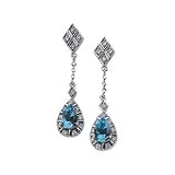 14K White Gold Aquamarine & Diamond Earring