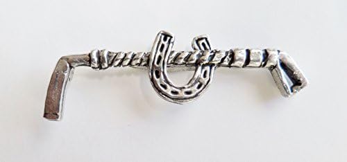 Horse Shoe & Hunting Crop Pin Badge - Hand Made in Cornwall , England in Solid Pewter