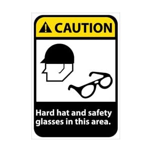 CGA27RB - Caution Hard Hat and Safety Glasses In This Area 14" X 10" .050" Rigid Plastic