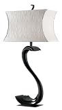 Kenroy Homes Nile Table Lamp with Bronze Finish and a Crème Striped Cinch Shade