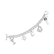 Surgical Grade Stainless Steel Sterling Silver-plated Clear Crystal -filled Rabbit Head adorns one of the charms on this cute bracelet (other charms include a Playboy Club key, two hearts and a Clear Crystal -filled martini glass). 7 1/2" chain.