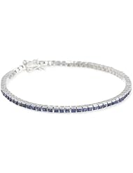 Sterling Silver Created Blue Sapphire Tennis Bracelet, 7.25"