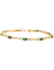 14K Yellow Gold Diamond/Emerald Bracelet