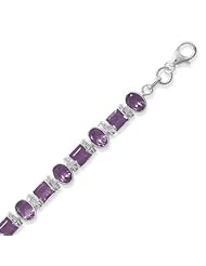 Sterling Silver 7 Inch Plus 1 Inch Extension Amethyst Bracelet