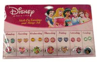 Disney Princess stick-on Earrings and Rings Set