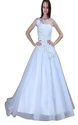 Organza Beaded Lace-Up One Shoulder Wedding Dress 