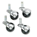 Superball Caster, 2 Diameter Vinyl Wheel, C Stem, Soft Tread, Chrome, 4/Set MAS50713