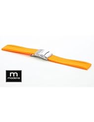 22mm MODENA Orange New Style Tire Tread rubber watch band with Deployant Buckle