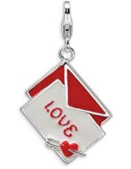 Amore LaVita(tm) Sterling Silver 3-D Enameled Love Letter w/Lobster Clasp Charm for Charm Bracelet