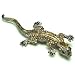 Yellow Austrian Rhinestone & Beads Lizard Gecko Silver-Tone Brooch Pin