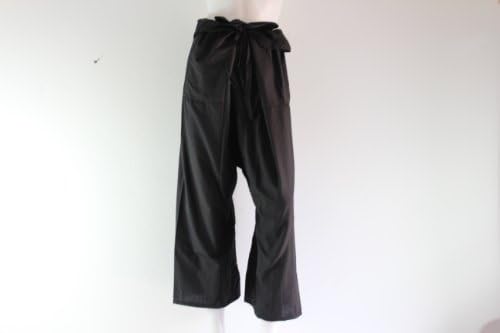 Woman Fisherman Wrap Pants Yoga Dancing Pants Tetoron (Polyester Fiber and Rayon) Waist 25.5" Long 40" -Black