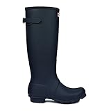 Hunter Womens Original Back Adjustable Black Rain Boot - 8