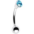 Sterling Silver Aqua Crystal Upper Belly Ring