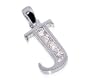 .925 Sterling Silver Round Clear Cubic Zirconia Initial "J" Charm 1" Long Pendant