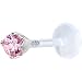 Sterling Silver 925 Pink Cubic Zirconia Bioplast Tragus Earring Stud