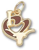 Texas Longhorns Solid 10K Gold ''I Heart'' Longhorn 1/2'' Enamel Pendant