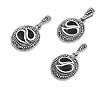 Sterling Silver Marcasite Pendant and Earrings Set - Yin-Yang - Black Onyx