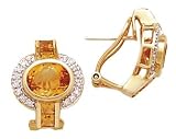 14k Gold, Diamond & Citrine Omega-Clip Earrings (6.30ctw)