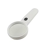 uxcell　ホワイト　プラスチック製のハンドルーペ 2 LED 63mm径　4X　拡大鏡