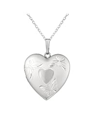 Sterling silver SS & Heart Shaped Locket w/ Butterlies Necklace