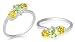 Round Cut Peridot Citrine Three Stone Ring Sterling Silver Size 6