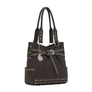 Faux Leather Tote Handbag - Bandana