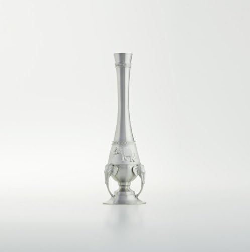 Thai Non Toxic Pewter Long Neck Vase with Elephant Head and Ornament