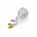 Chuvora Sterling Silver Two Tone Gold Plated Double Heart Dangle with White CZ Bead Charm Fits Pandora Bracelet