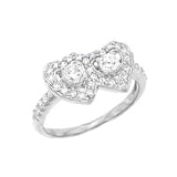 .925 Sterling Silver Double Heart With CZ Stones Promise Ring
