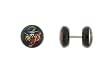 Genuine Ed Hardy Anodized Black Fake Plug - Tiger with Hat Logo -16g Wire - 10mm - Sold as a Pair
