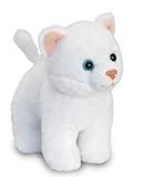 Original Keel Toys Plüschkatze, rein weiß Plüschtier mit Soundfunktion, Kuscheltier ca. 12 cm