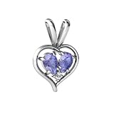 14K White Gold Pear Genuine Tanzanite Sweethearts Pendant