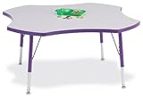 Kydz Activity Table - Four Leaf - 48", 11" - 15" Ht- Gray/Teal - School & P ....