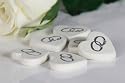 Tischdeko Herzen 3 cm f&uuml;r Hochzeit creme silber 6 St&uuml;ck