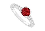 Ruby and Diamond Engagement Ring : 14K White Gold - 0.50 CT TGW - Ring Size Ruby and Diamond Engagement Ring : 14K White Gold - 0.50 CT TGW - Ring Size