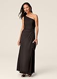 David's Bridal One Shoulder Mesh Dress with Ruched Waist Style 6132217, Eggplant, 12