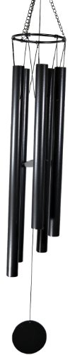 24 inch Large Silver and Black Musically Tuned with 5 Tubes Wind Chime