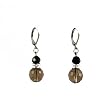 Earrings - E216 - Crystal Rondelle & Glass Bead (10mm) - Jet & Blk Diamond