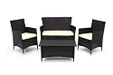 Li-Lo Ventura Conversation Set 4 Piece Luxury Indoor/Outdoor Furniture Set (Black)
