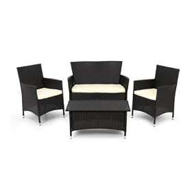 Li-Lo Ventura Conversation Set 4 Piece Luxury Indoor/Outdoor Furniture Set (Black)