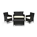 Li-Lo Ventura Conversation Set 4 Piece Luxury Indoor/Outdoor Furniture Set (Black)