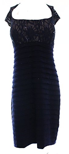 Xscape Navy Women's Floral Lace Sequin Plus Sheath Dress Blue 22W
