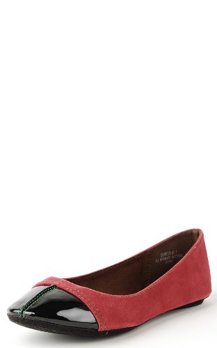 Quintus87 Patent Toe Colored Stitch Flats RED