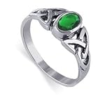 Unique Emerald Cubic Zirconia Band .925 Sterling Silver Ring