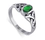 Sterling Silver Oval Shaped Emerald Cubic Zirconia Polished Finished 7mm Wide Band Solitaire Ring Size 7
