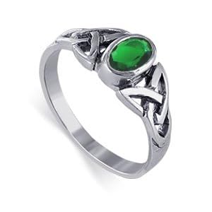 Buy Unique Emerald Cubic Zirconia Band .925 Sterling Silver Ring