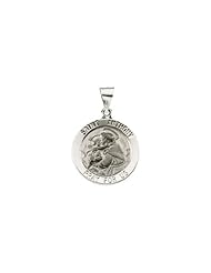 22.25 mm Hollow Round St. Anthony Medal in 14K White Gold
